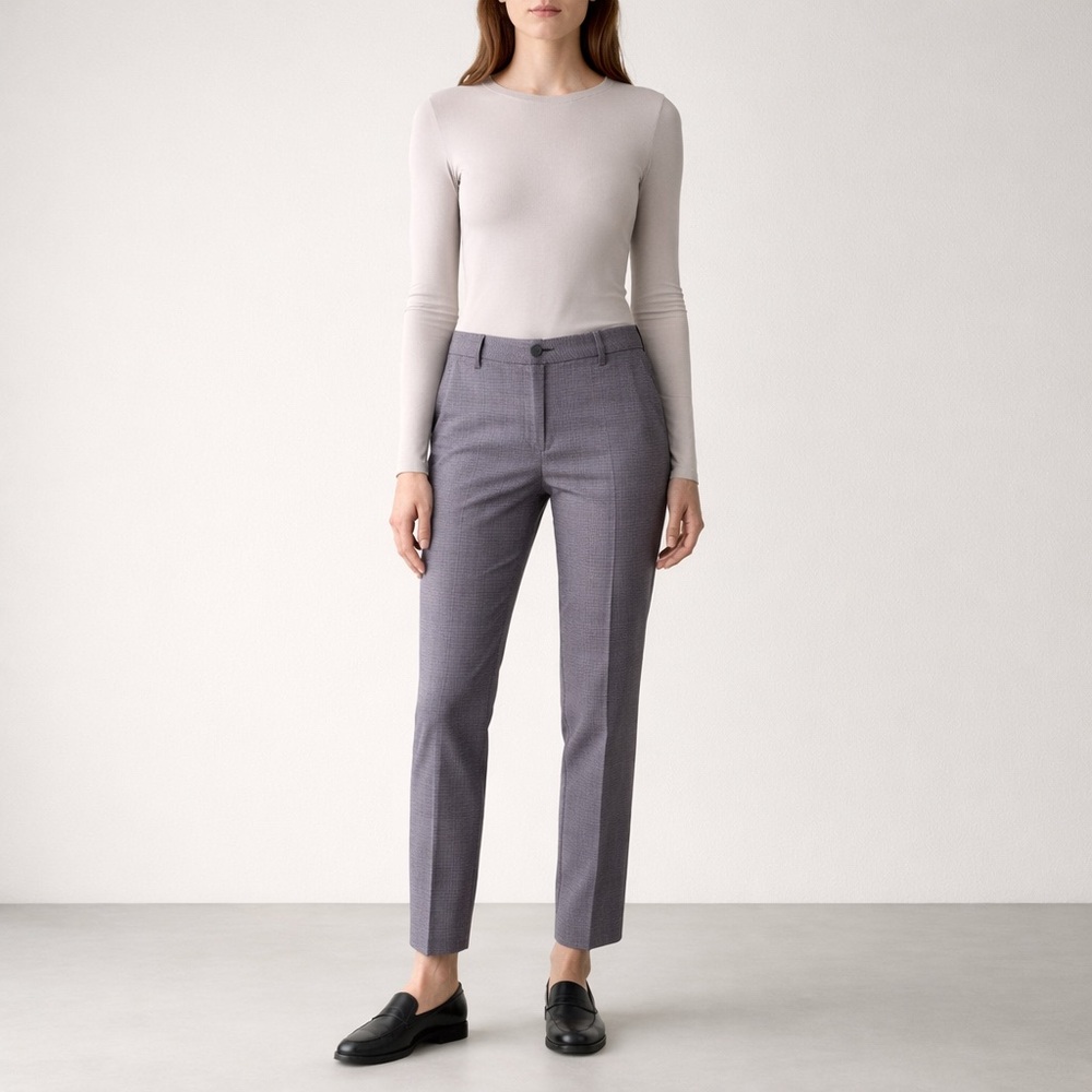 Sisley Purple Check Cropped Tailored Pants 38 IT/ US 2